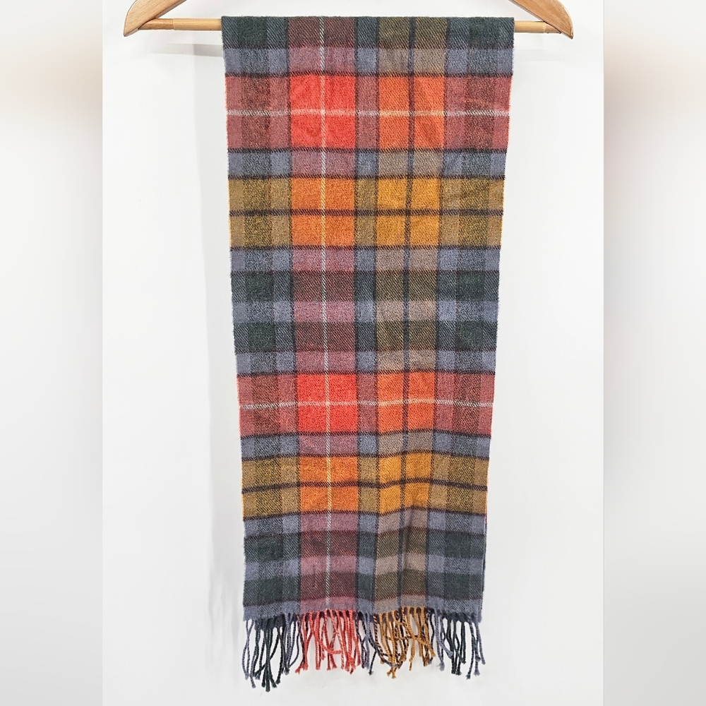 Wool Orange Plaid Scarf